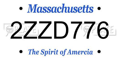 2ZZD776 Massachusetts License Plate