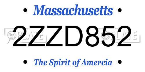 2ZZD852 Massachusetts License Plate