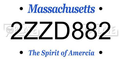 2ZZD882 Massachusetts License Plate