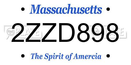 2ZZD898 Massachusetts License Plate