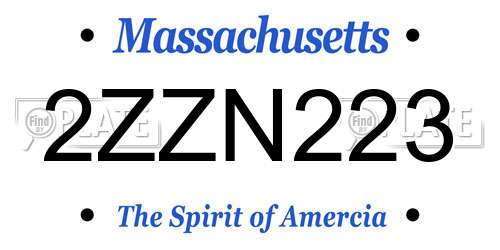 2ZZN223 Massachusetts License Plate
