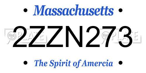 2ZZN273 Massachusetts License Plate