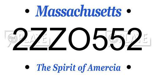 2ZZO552 Massachusetts License Plate