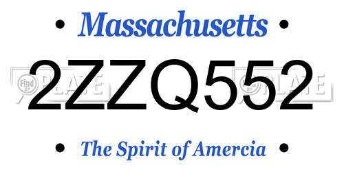 2ZZQ552 Massachusetts License Plate