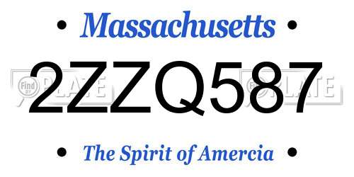 2ZZQ587 Massachusetts License Plate