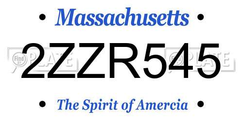 2ZZR545 Massachusetts License Plate