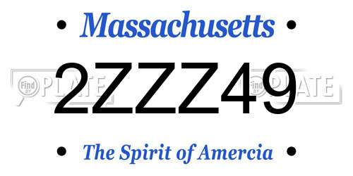 2ZZZ49 Massachusetts License Plate