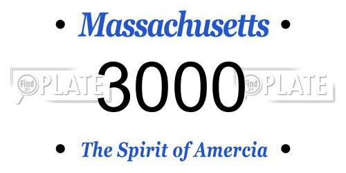 3000 Massachusetts License Plate