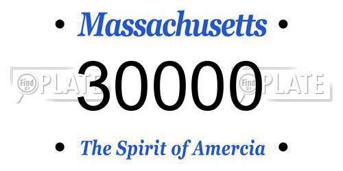 30000 Massachusetts License Plate