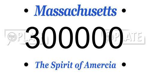 300000 Massachusetts License Plate