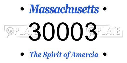 30003 Massachusetts License Plate