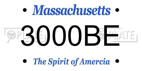 3000BE Massachusetts License Plate
