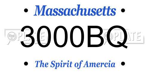 3000BQ Massachusetts License Plate