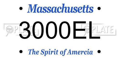 3000EL Massachusetts License Plate
