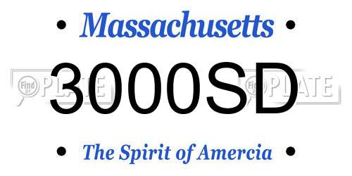 3000SD Massachusetts License Plate