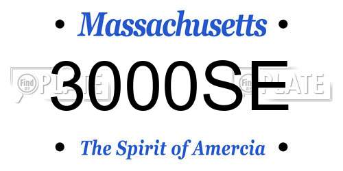 3000SE Massachusetts License Plate