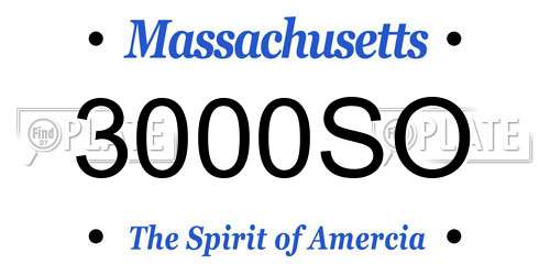 3000SO Massachusetts License Plate
