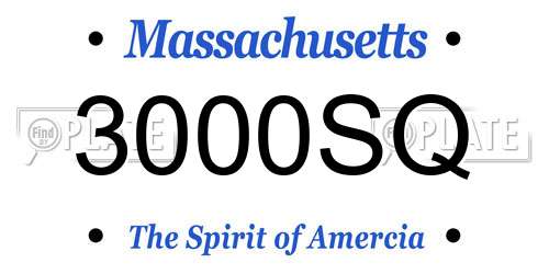 3000SQ Massachusetts License Plate