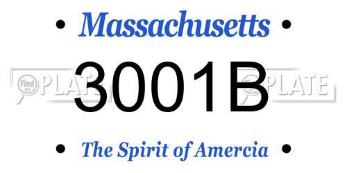 3001B Massachusetts License Plate