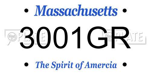 3001GR Massachusetts License Plate