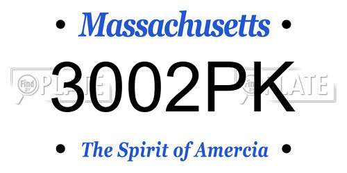 3002PK Massachusetts License Plate