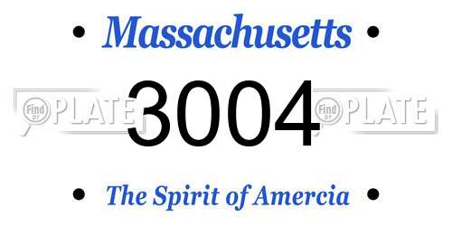 3004 Massachusetts License Plate