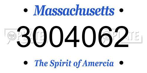 3004062 Massachusetts License Plate