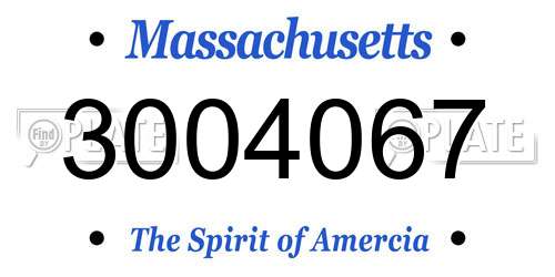 3004067 Massachusetts License Plate