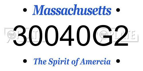 30040G2 Massachusetts License Plate