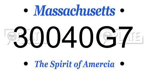 30040G7 Massachusetts License Plate