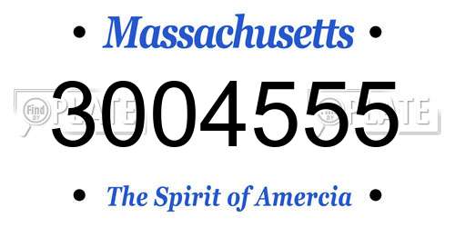 3004555 Massachusetts License Plate
