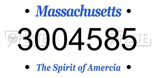 3004585 Massachusetts License Plate