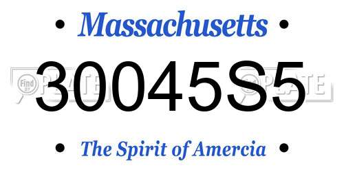 30045S5 Massachusetts License Plate