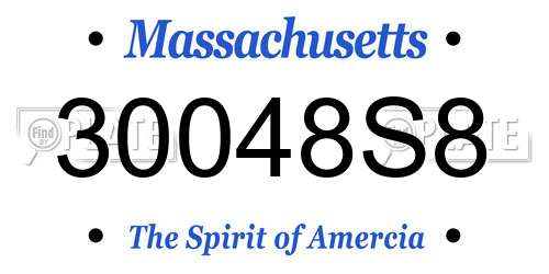 30048S8 Massachusetts License Plate