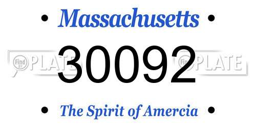 30092 Massachusetts License Plate