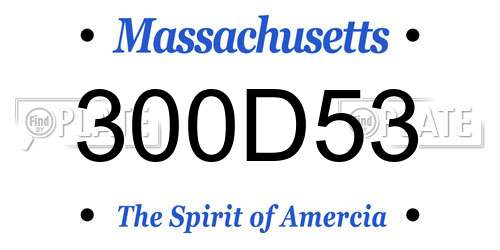 300D53 Massachusetts License Plate