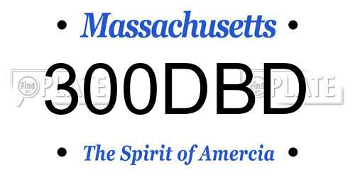 300DBD Massachusetts License Plate