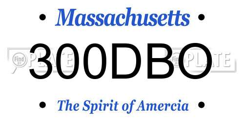 300DBO Massachusetts License Plate