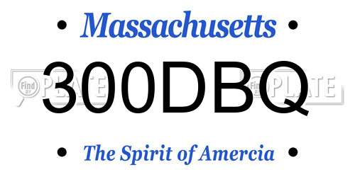 300DBQ Massachusetts License Plate