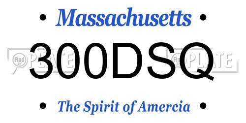 300DSQ Massachusetts License Plate