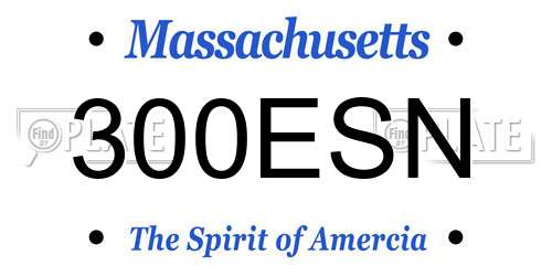 300ESN Massachusetts License Plate