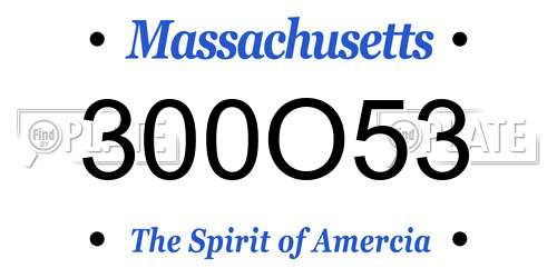 300O53 Massachusetts License Plate