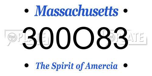 300O83 Massachusetts License Plate