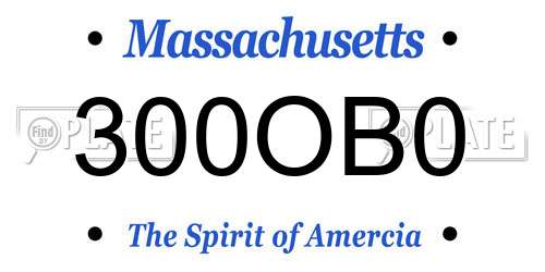 300OB0 Massachusetts License Plate