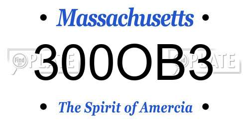 300OB3 Massachusetts License Plate