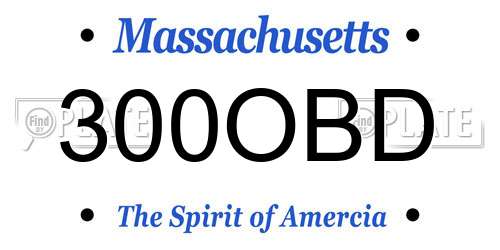 300OBD Massachusetts License Plate