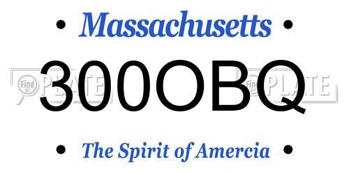 300OBQ Massachusetts License Plate