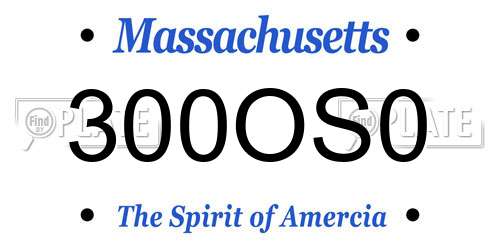 300OS0 Massachusetts License Plate