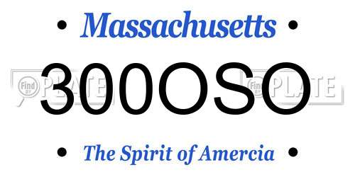 300OSO Massachusetts License Plate