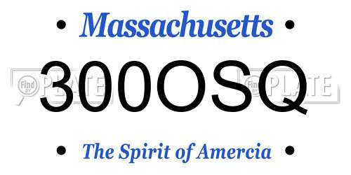 300OSQ Massachusetts License Plate